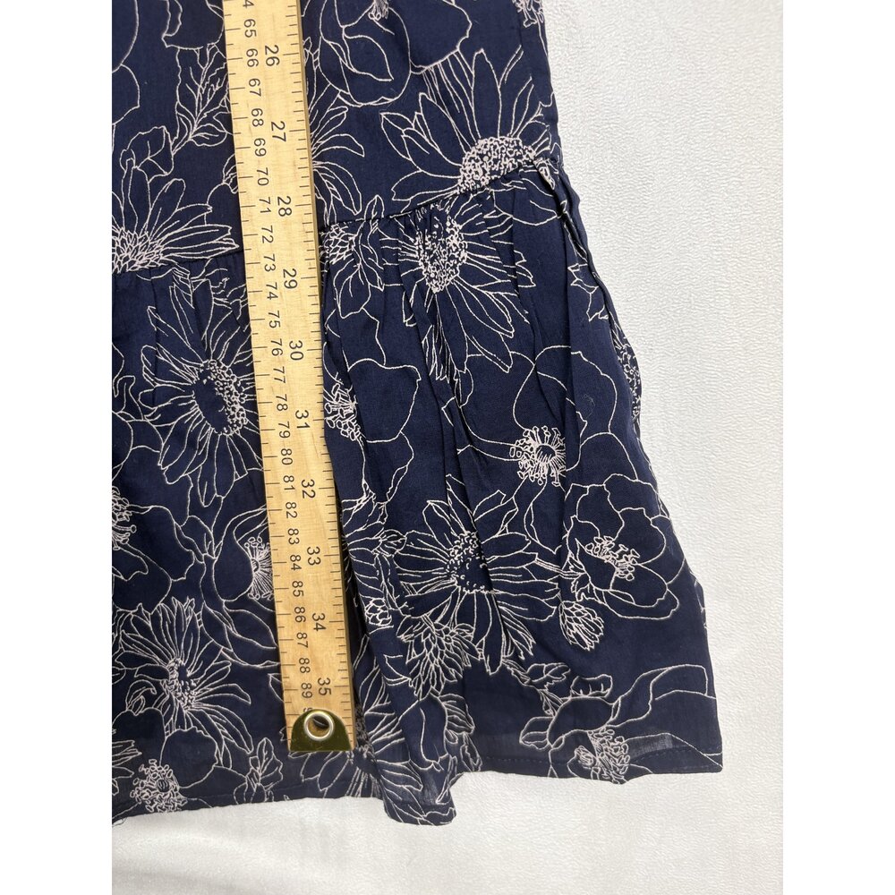 Gap Floral Midi Dress Size S Ruffle Hem Tie Waist Navy - Picture 12 of 12